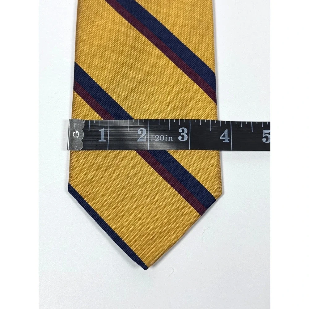 Brooks Brothers Makers Silk Repp Tie Gold Blue Burgundy Striped Made‎ in USA